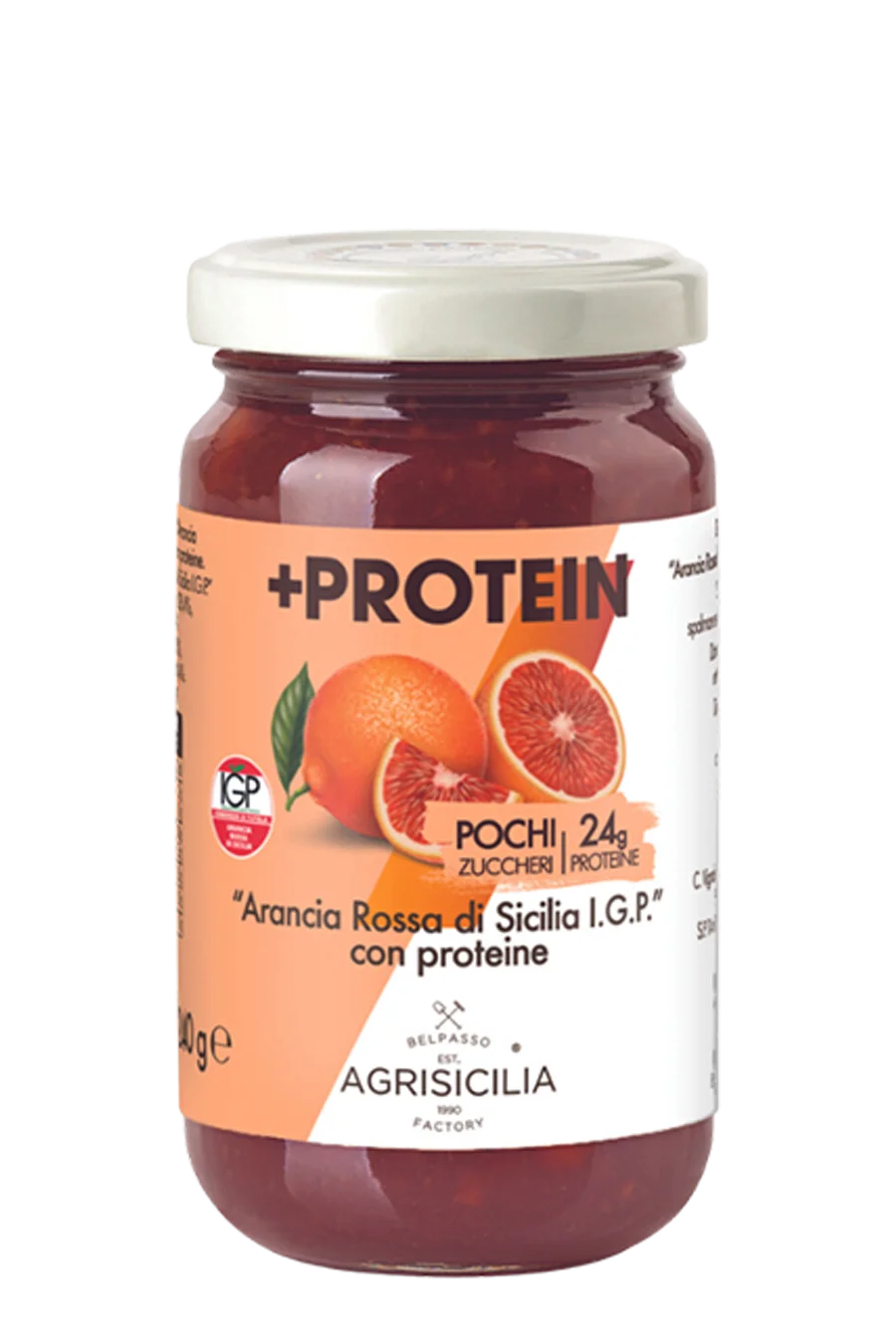 Jar of Preparation of Sicilian Red Orange I.G.P. with AGRISICILIA Protein