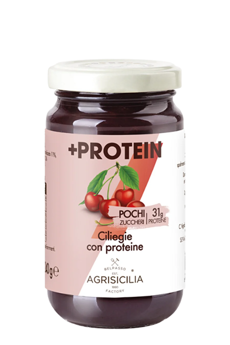 Jar of Cherry Preparation of Agrisicilia with Protein