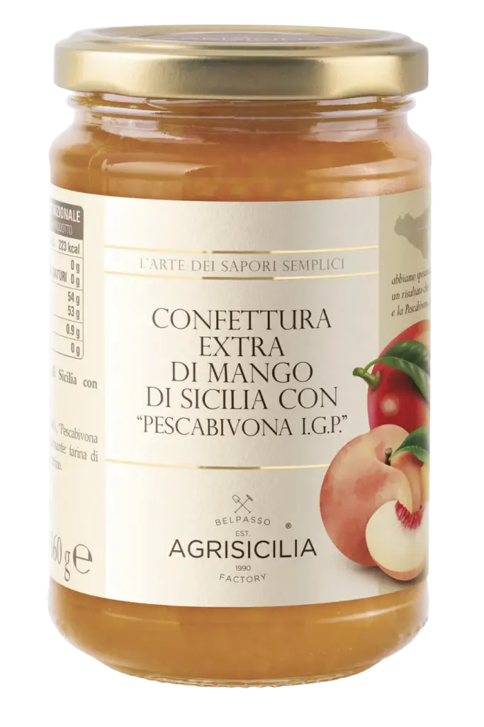 vasetto di Confettura extra di Mango di Sicilia e Pescabivona I.G.P. AGRISICILIA