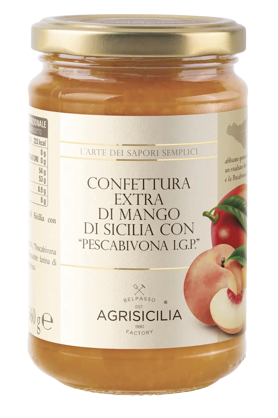 jar of extra Sicilian Mango and Pescabivona I.G.P. AGRISICILIA jam
