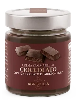 Jar of spreadable chocolate cream with Modica I.G.P. AGRISICILIA chocolate