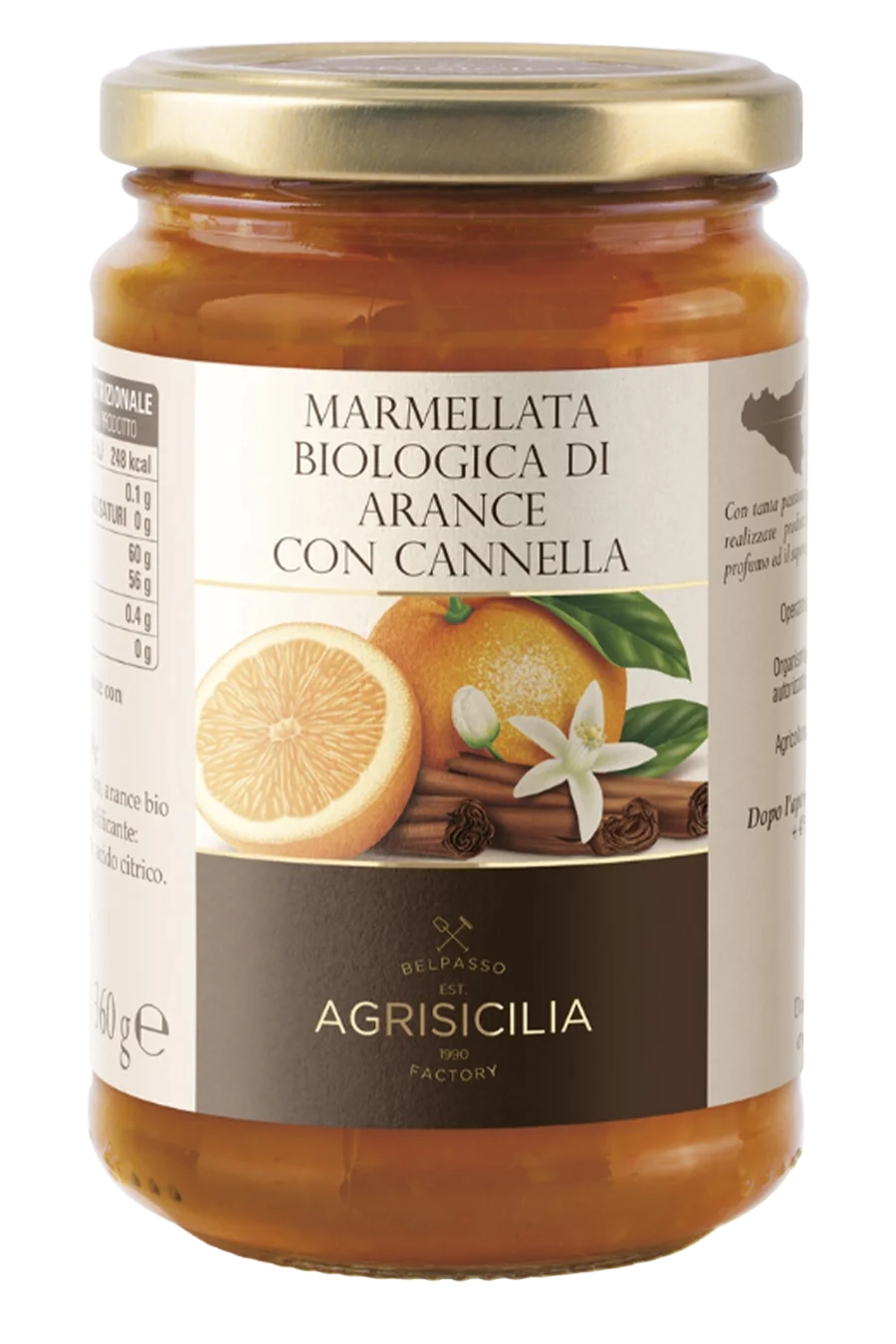 jar of organic orange marmalade with cinnamon AGRISICILIA