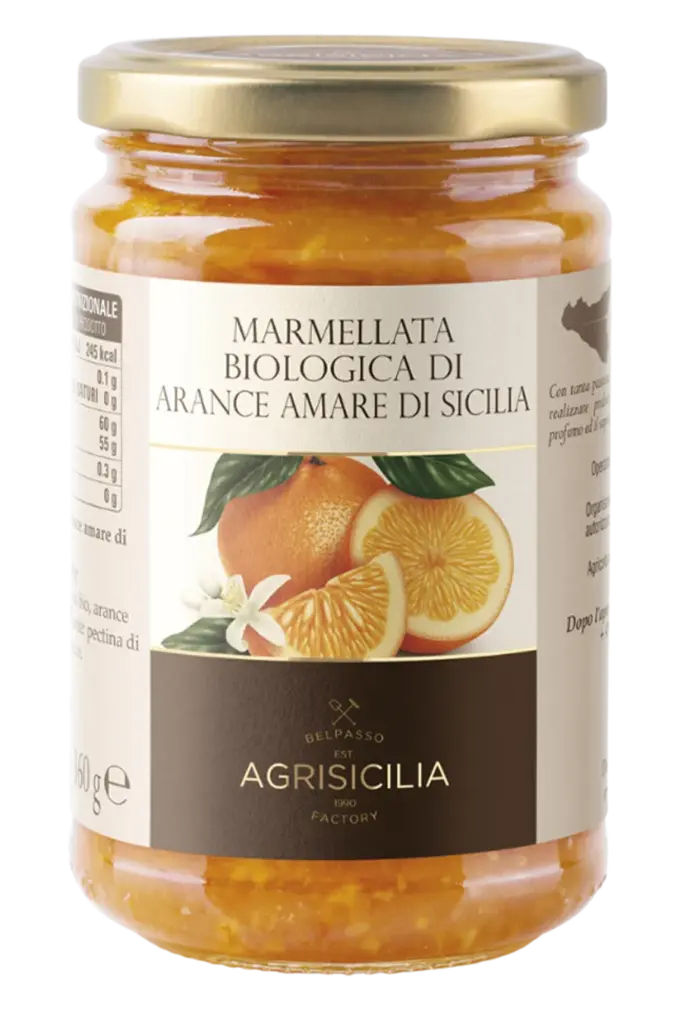 jar of organic bitter orange marmalade from Sicily AGRISICILIA
