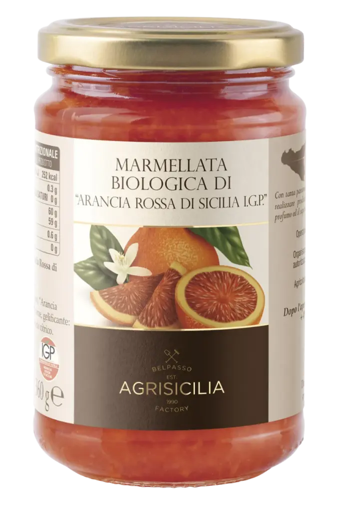 Jar of Organic Sicilian Red Orange Marmalade I.G.P. AGRISICILIA