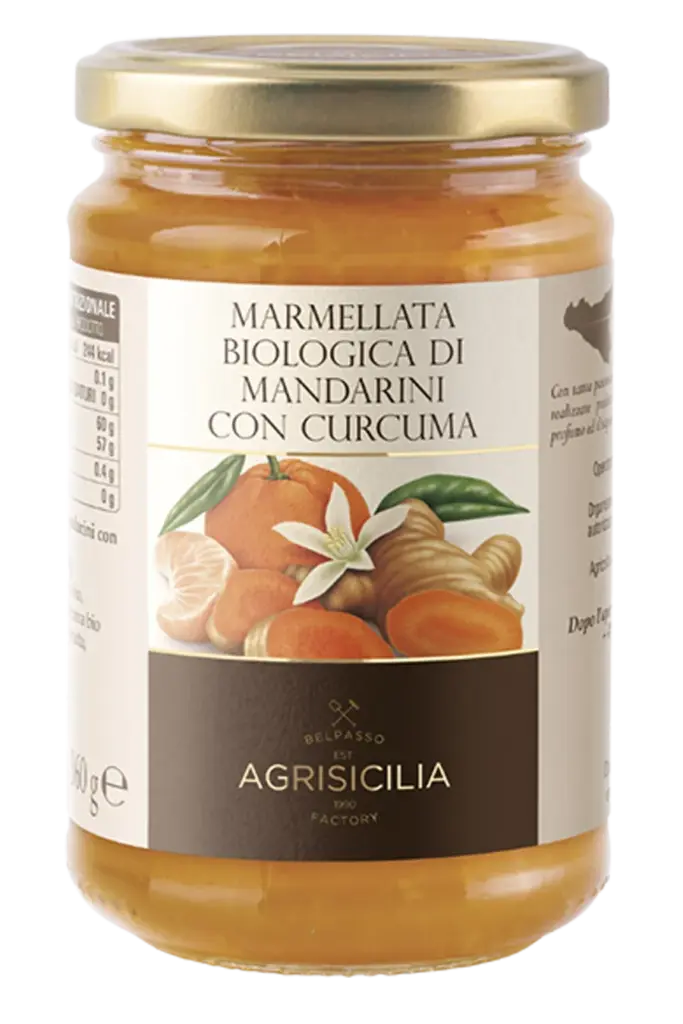 jar of organic mandarin marmalade with turmeric