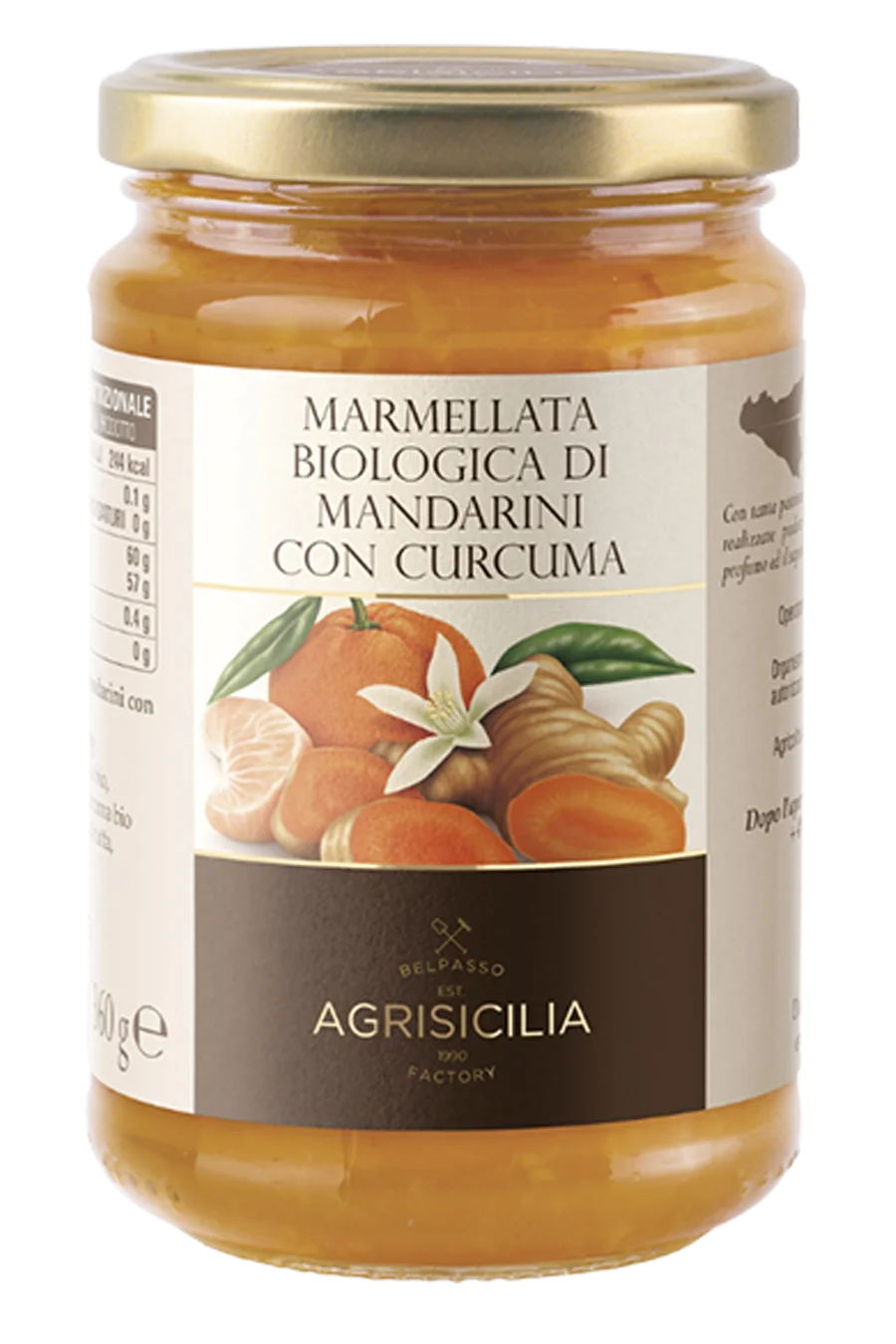 jar of organic mandarin marmalade with turmeric