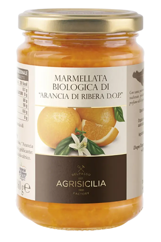 Jar of Organic Orange Marmalade from Ribera D.O.P. AGRISICILIA