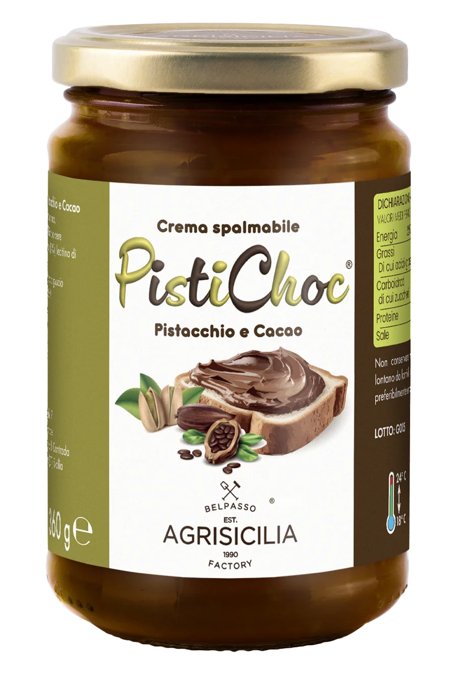 Pistachio and Cocoa PistiChoc® Spreadable Cream - 360g